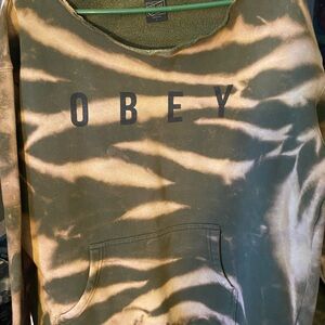 “OBEY”  OOAK CUSTOMIZED Heavy/Cotton Off the shoulder/SWEATSHIRT